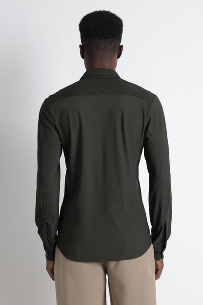 Premium Knitted Slim Fit Casual Shirt Green