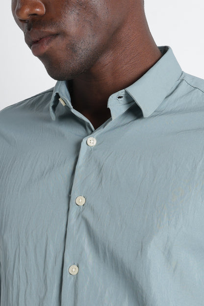 Back Graphic Slim Fit Casual Shirt Sea Green