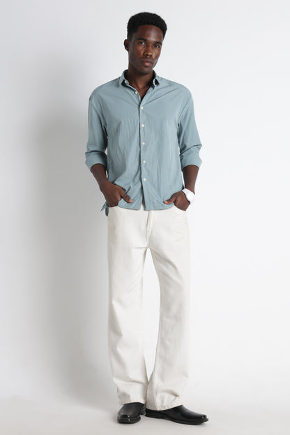 Back Graphic Slim Fit Casual Shirt Sea Green