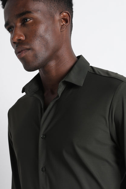 Premium Knitted Slim Fit Casual Shirt Green