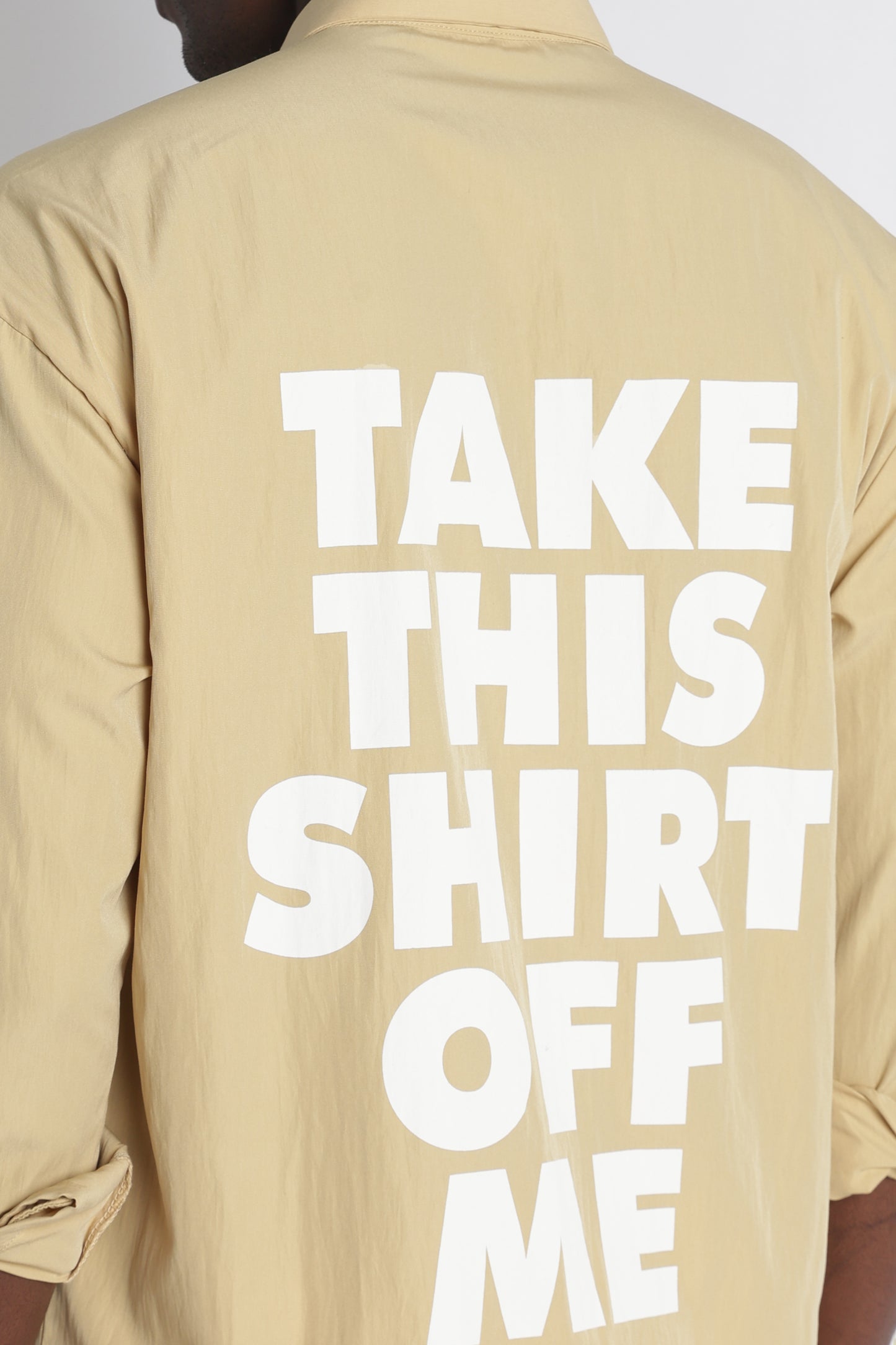 Back Graphic Slim Fit Casual Shirt Yellow