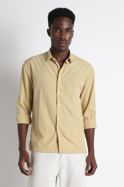 Back Graphic Slim Fit Casual Shirt Yellow