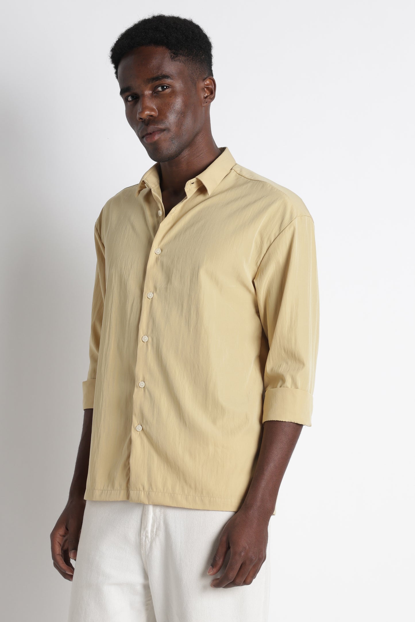 Back Graphic Slim Fit Casual Shirt Yellow