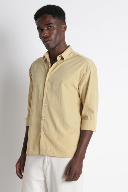 Back Graphic Slim Fit Casual Shirt Yellow