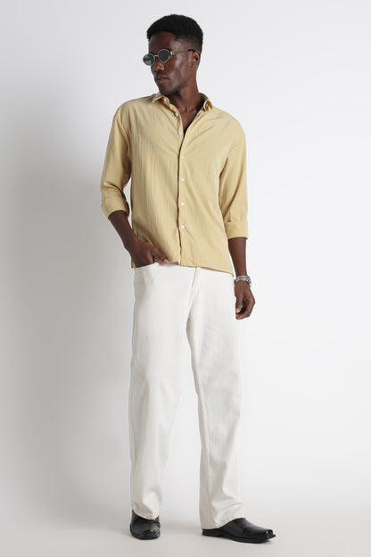 Back Graphic Slim Fit Casual Shirt Yellow