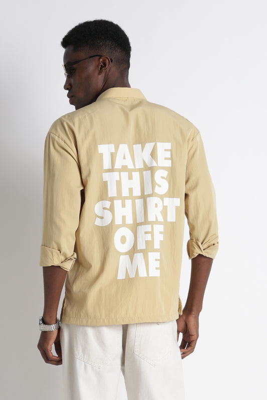 Back Graphic Slim Fit Casual Shirt Yellow