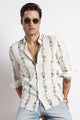 Cream Floral Stripe Printed Shirt