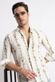 Cream Floral Stripe Printed Shirt