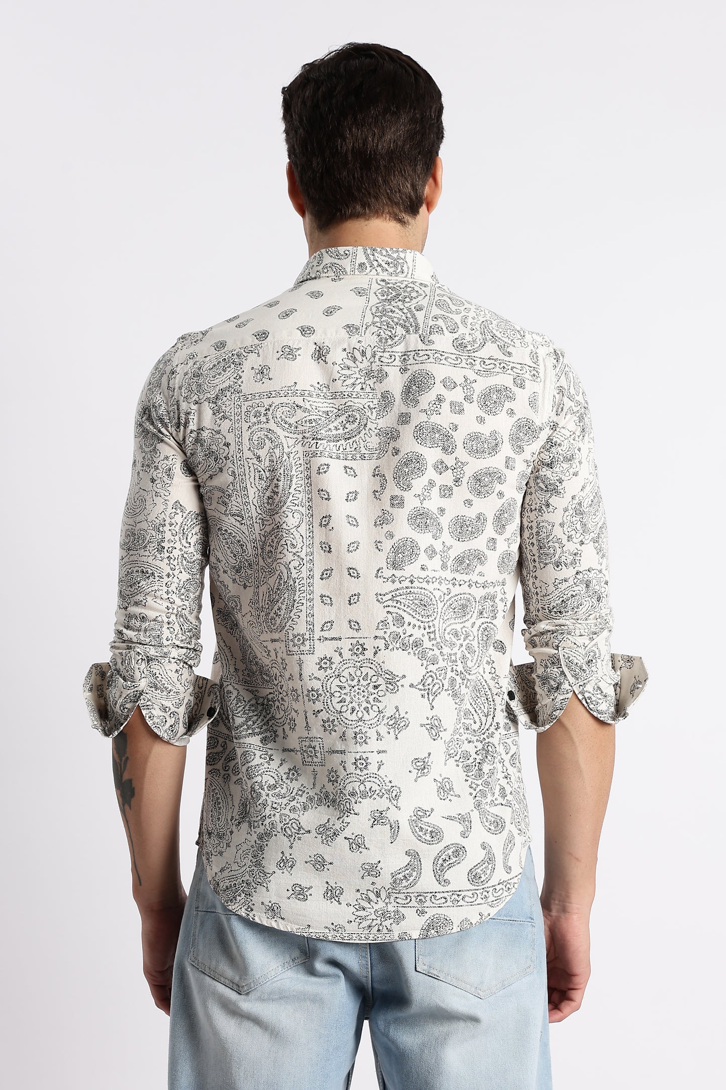 Paisley Print Shirt Off White