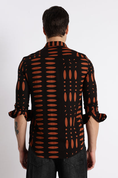 Midnight Ember Printed Shirt Black
