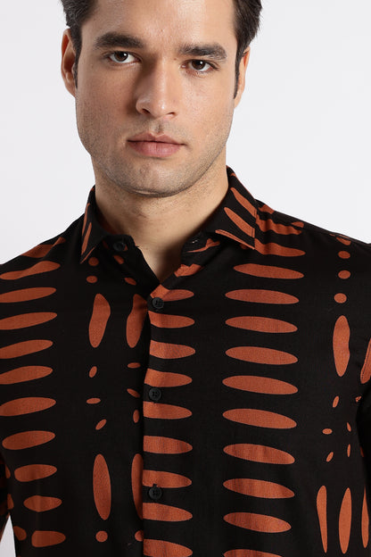 Midnight Ember Printed Shirt Black
