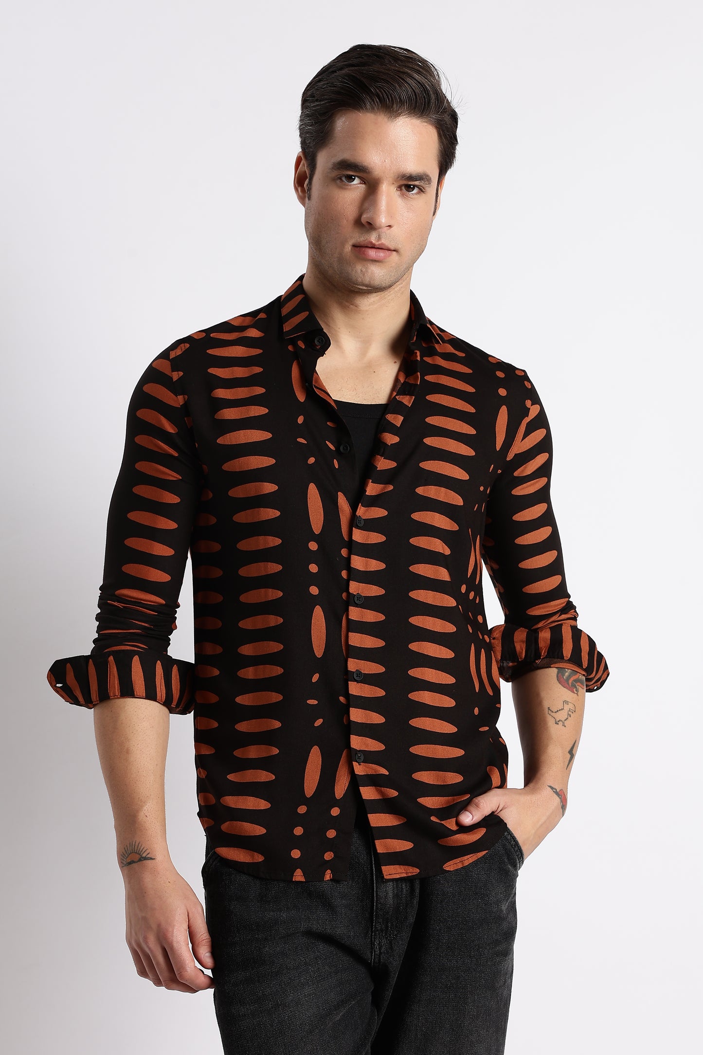 Midnight Ember Printed Shirt Black