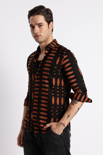 Midnight Ember Printed Shirt Black