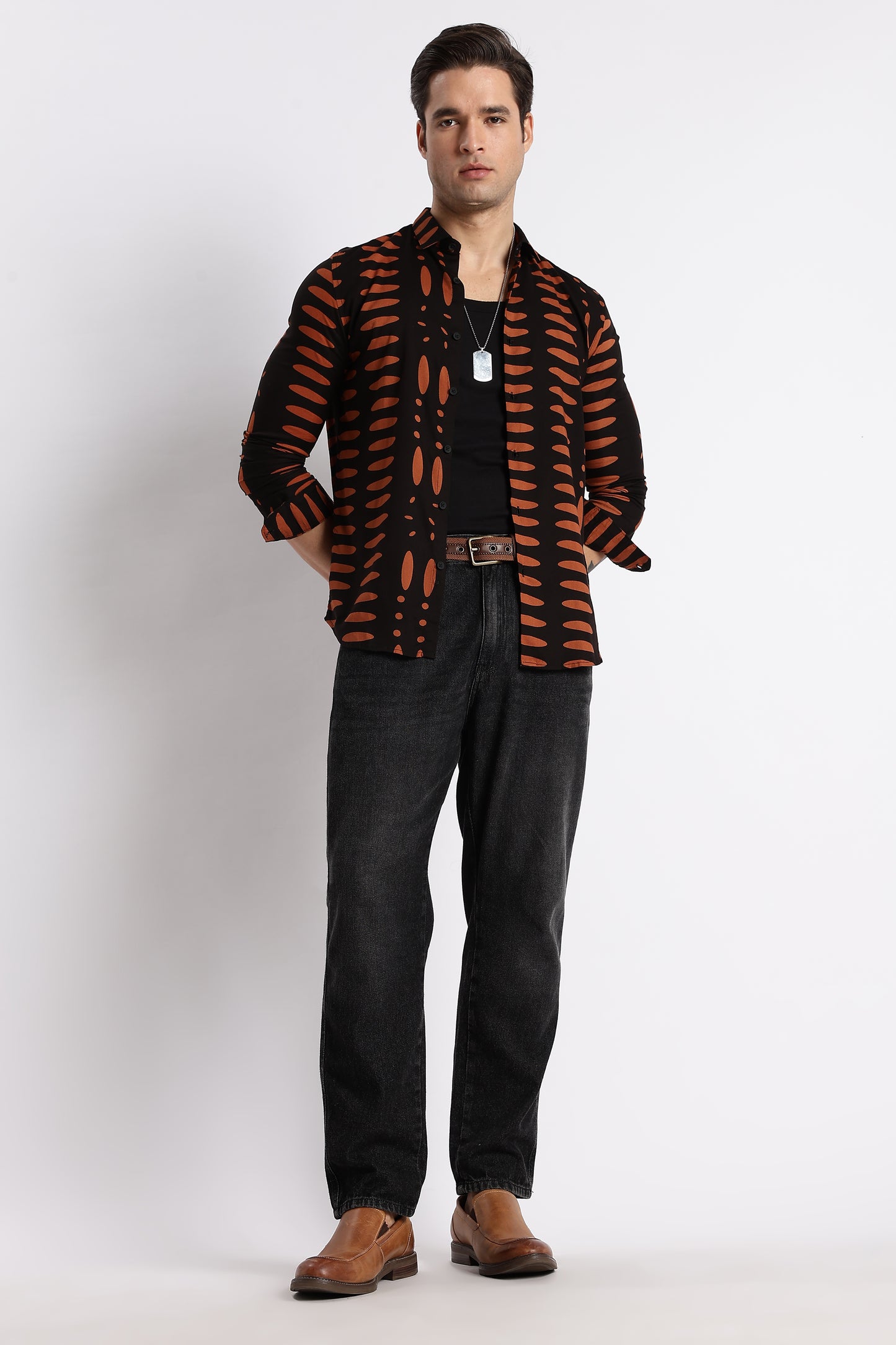 Midnight Ember Printed Shirt Black