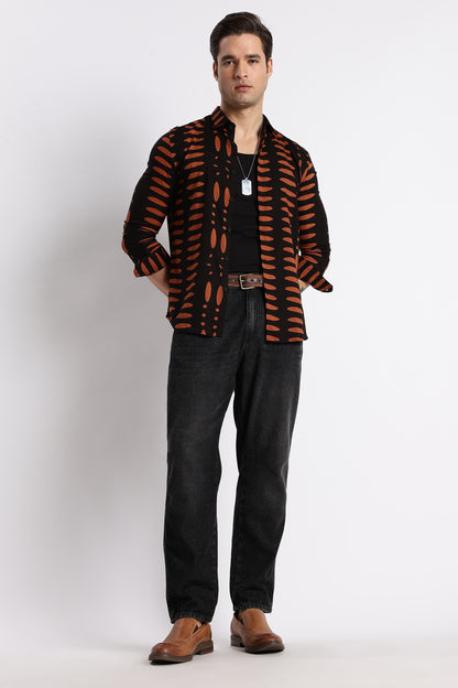 Midnight Ember Printed Shirt Black