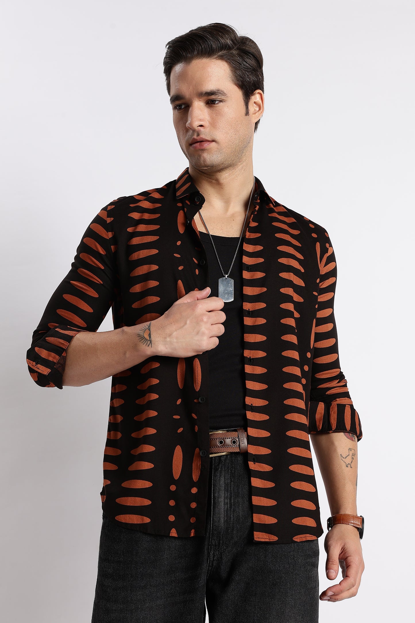 Midnight Ember Printed Shirt Black