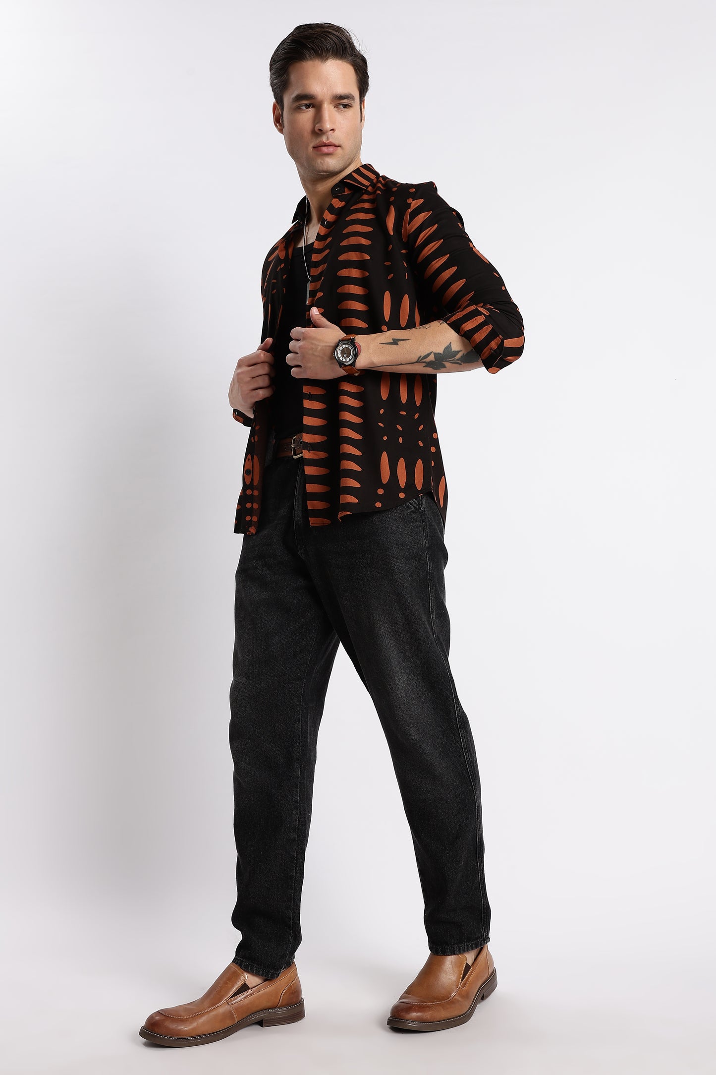 Midnight Ember Printed Shirt Black