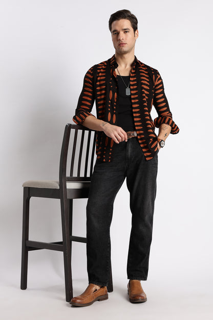 Midnight Ember Printed Shirt Black