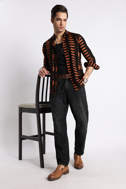 Midnight Ember Printed Shirt Black