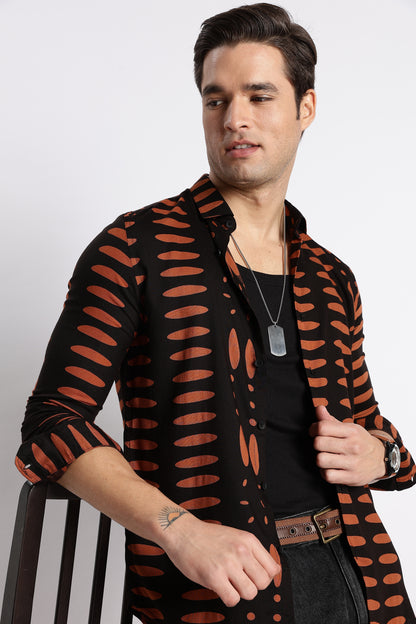 Midnight Ember Printed Shirt Black