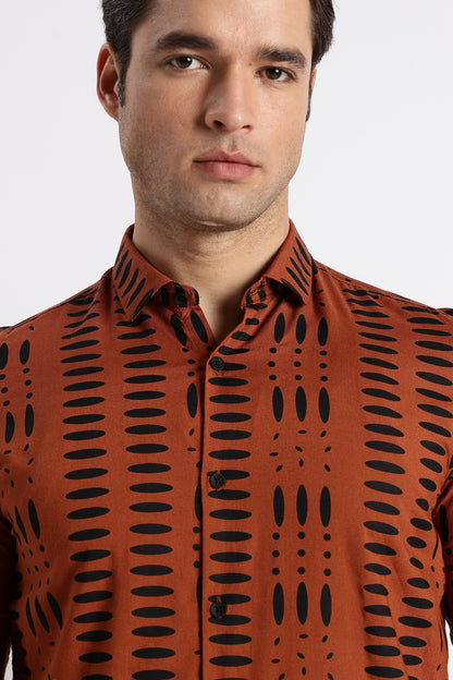 Midnight Ember Printed Shirt Brown