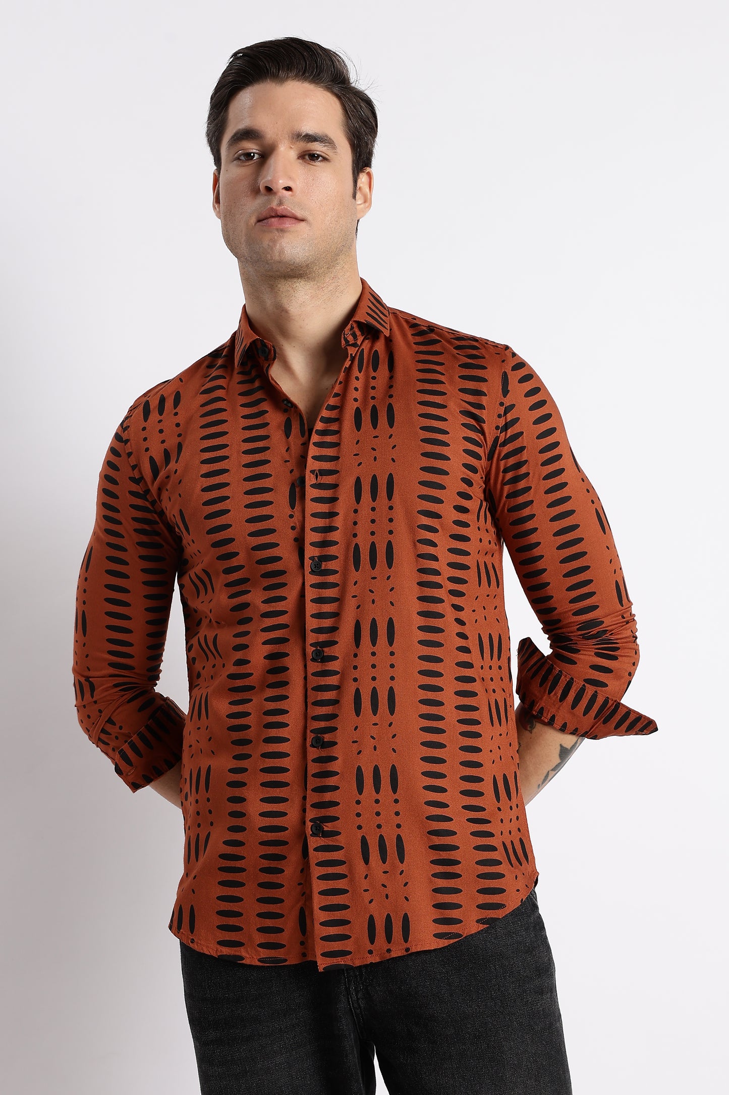 Midnight Ember Printed Shirt Brown