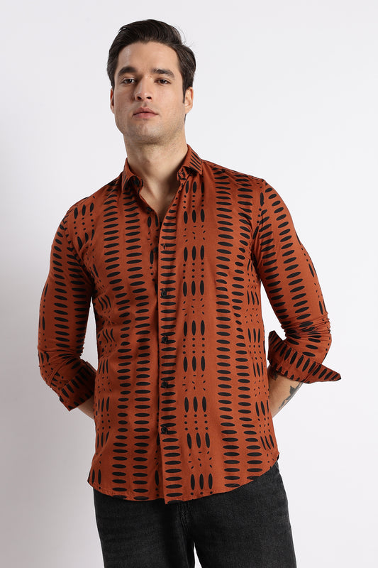 Midnight Ember Printed Shirt Brown