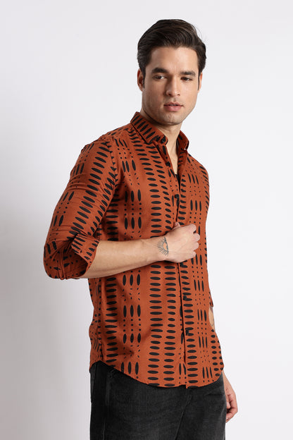 Midnight Ember Printed Shirt Brown