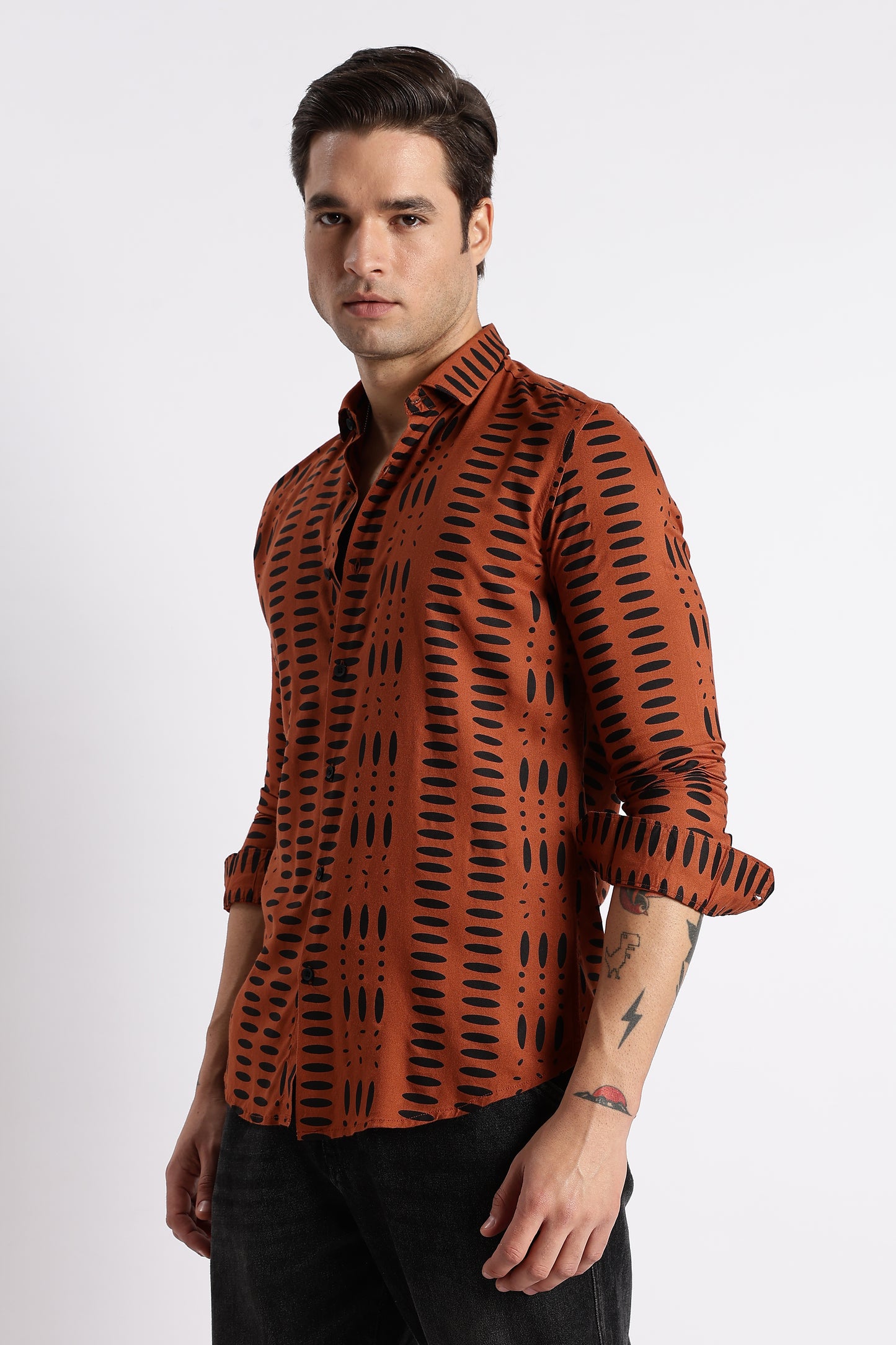 Midnight Ember Printed Shirt Brown
