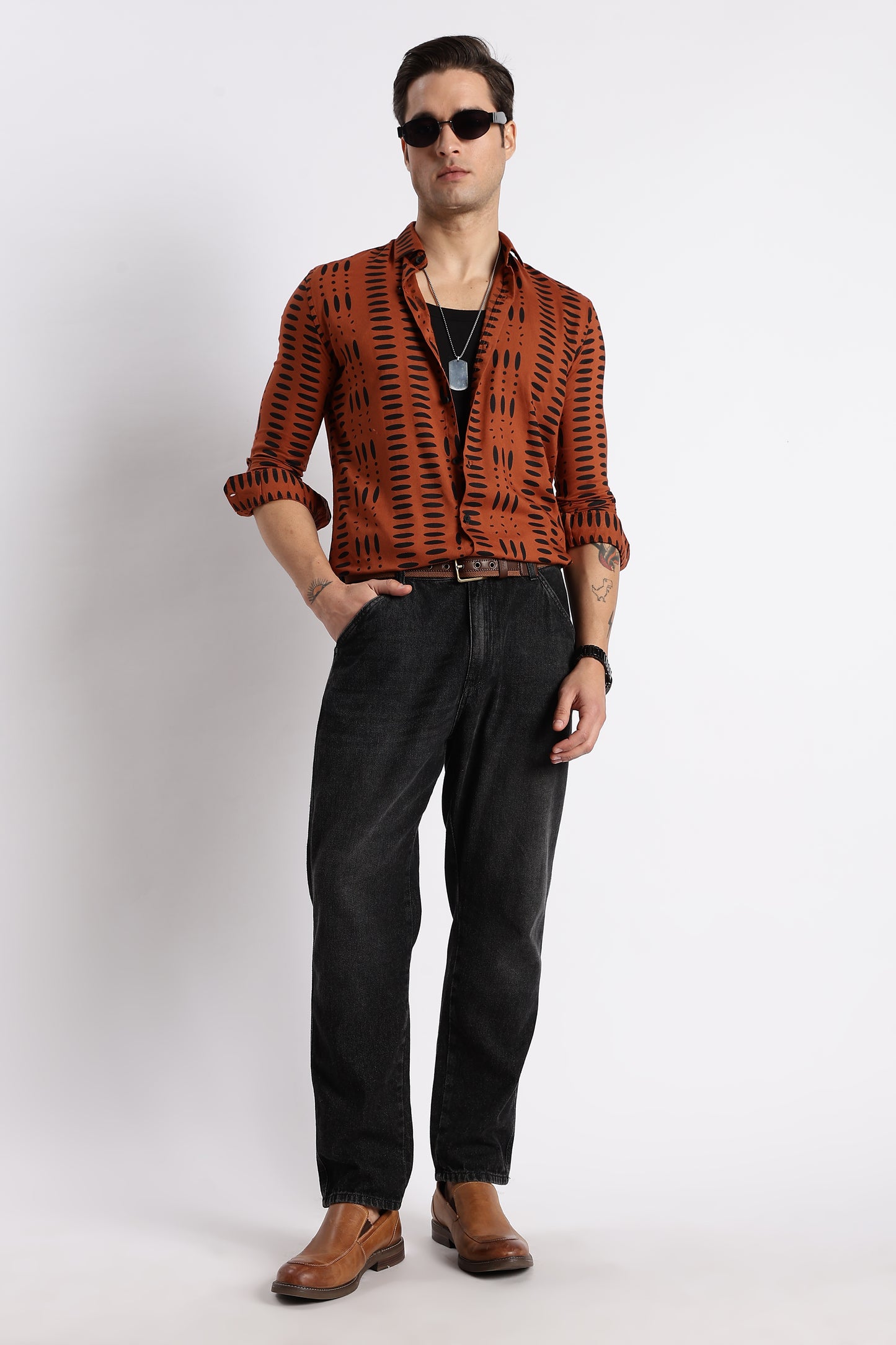 Midnight Ember Printed Shirt Brown