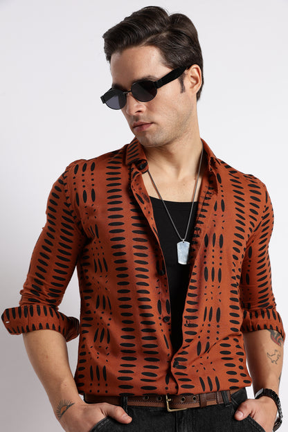 Midnight Ember Printed Shirt Brown
