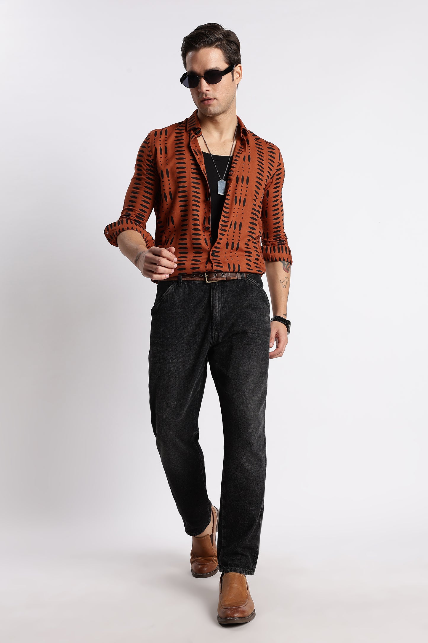 Midnight Ember Printed Shirt Brown