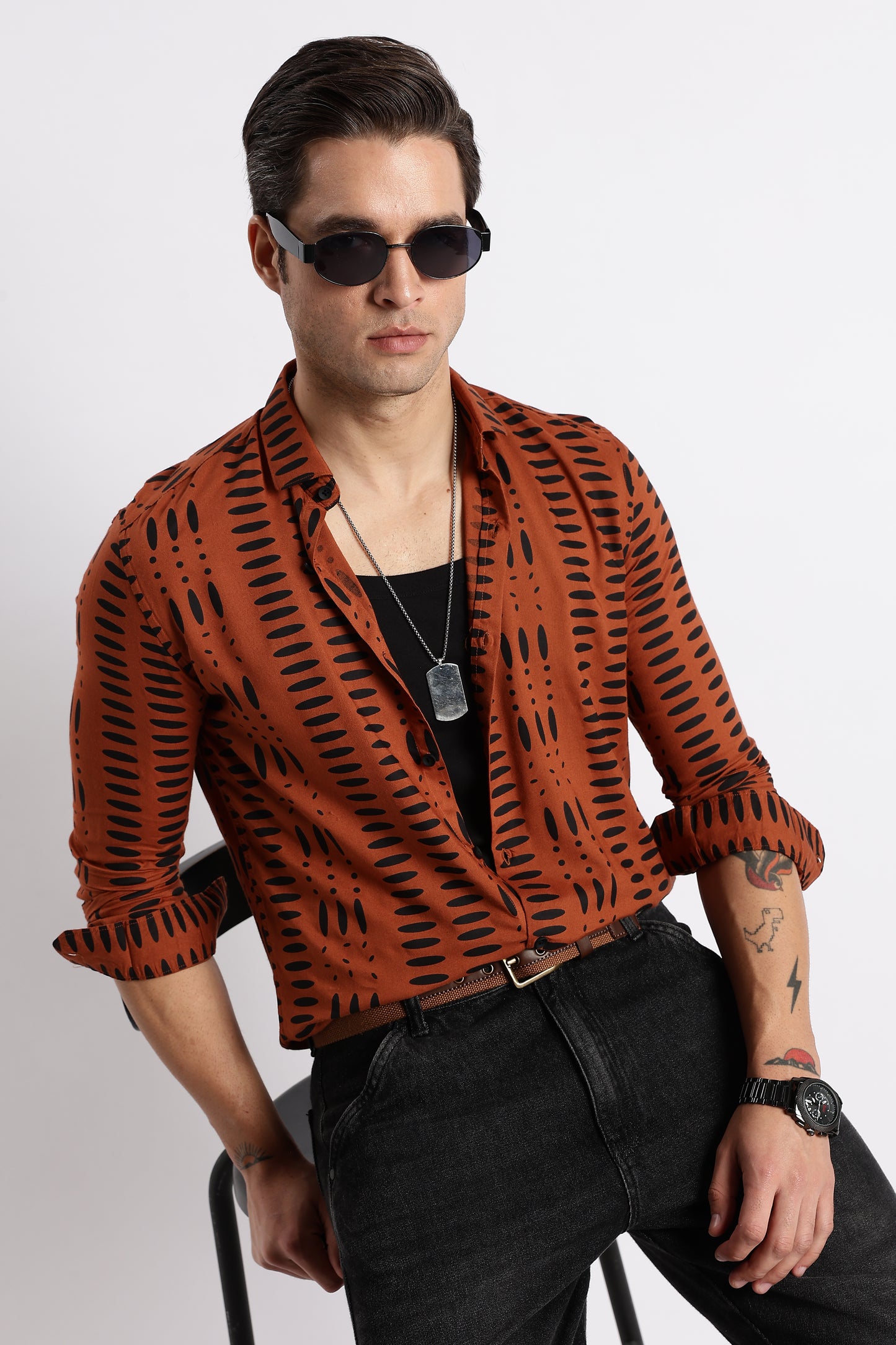 Midnight Ember Printed Shirt Brown
