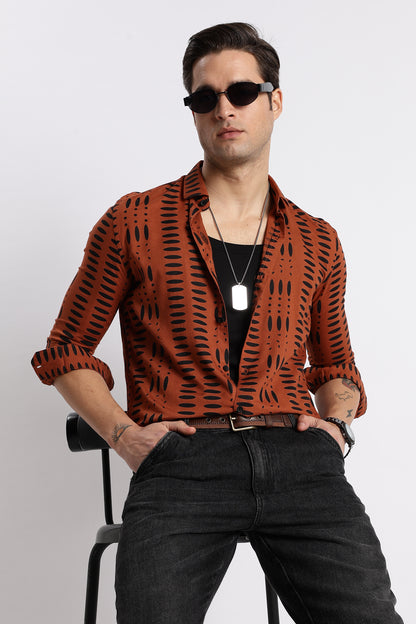 Midnight Ember Printed Shirt Brown