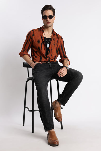 Midnight Ember Printed Shirt Brown
