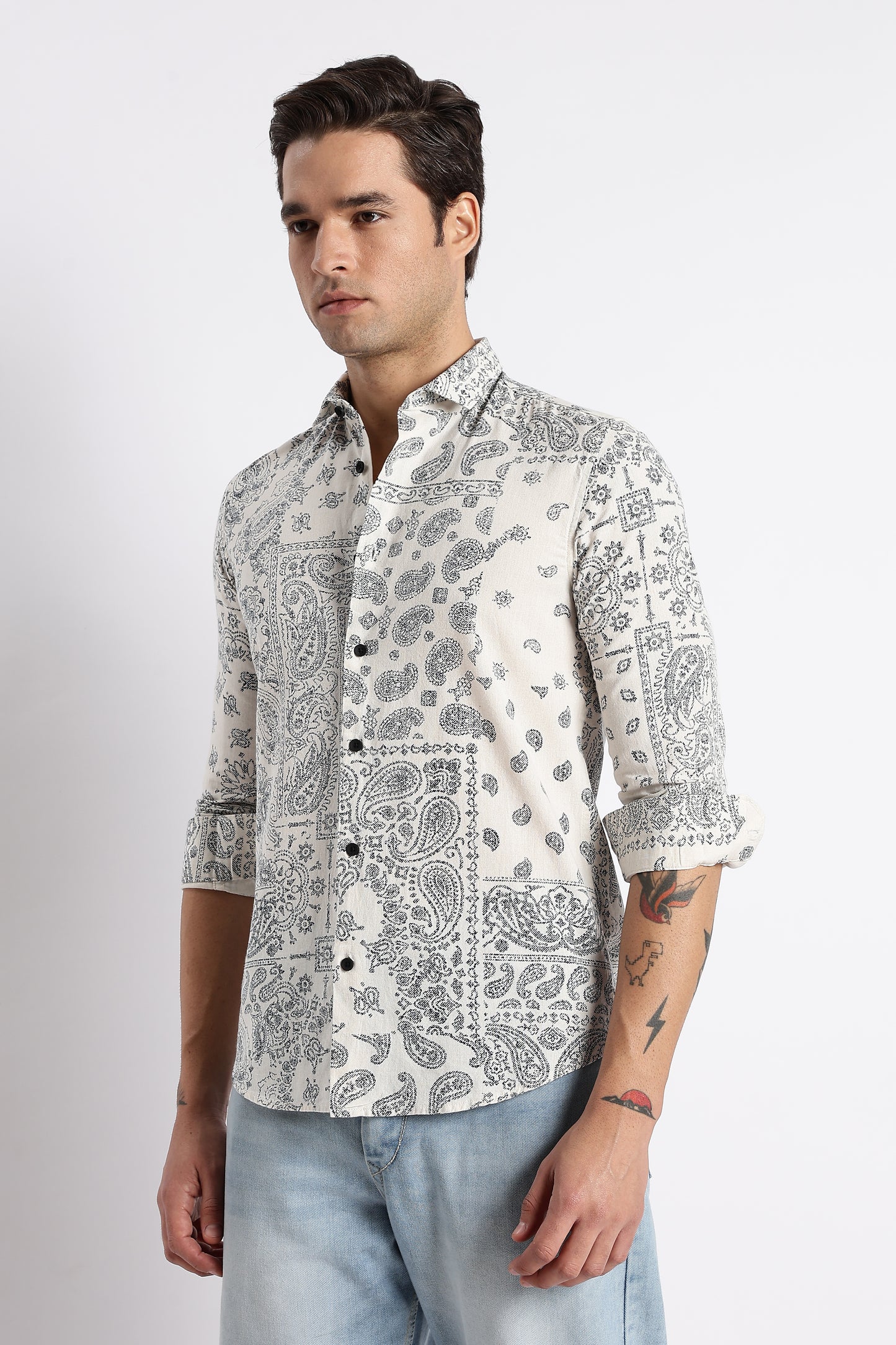 Paisley Print Shirt Off Navy
