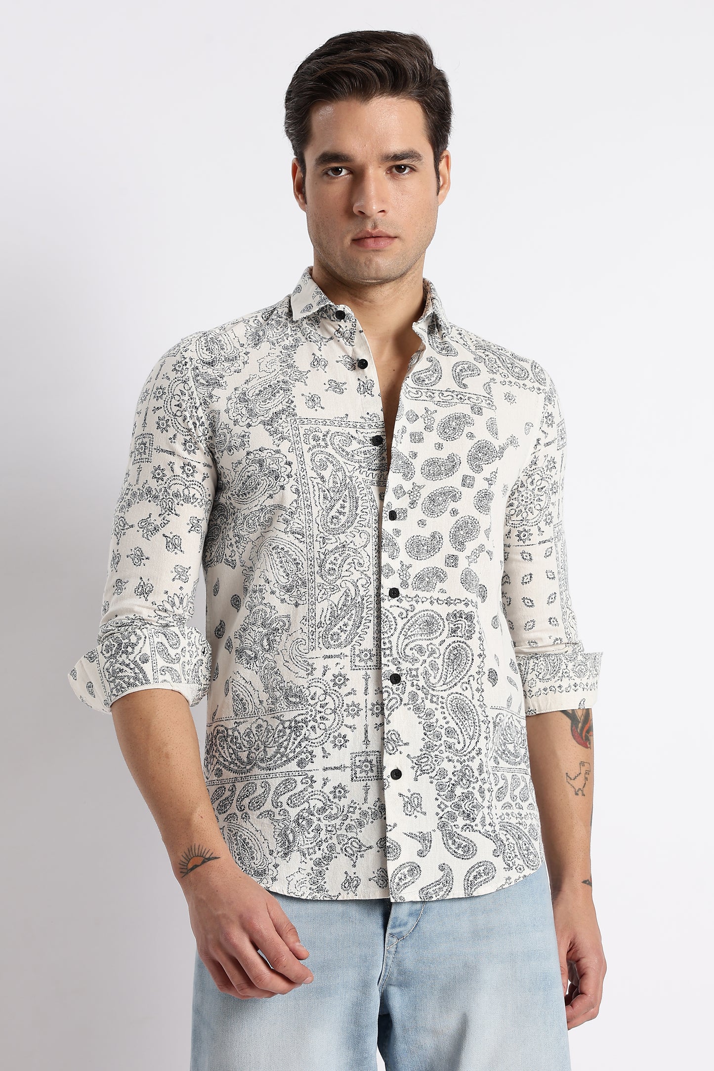 Paisley Print Shirt Off Navy
