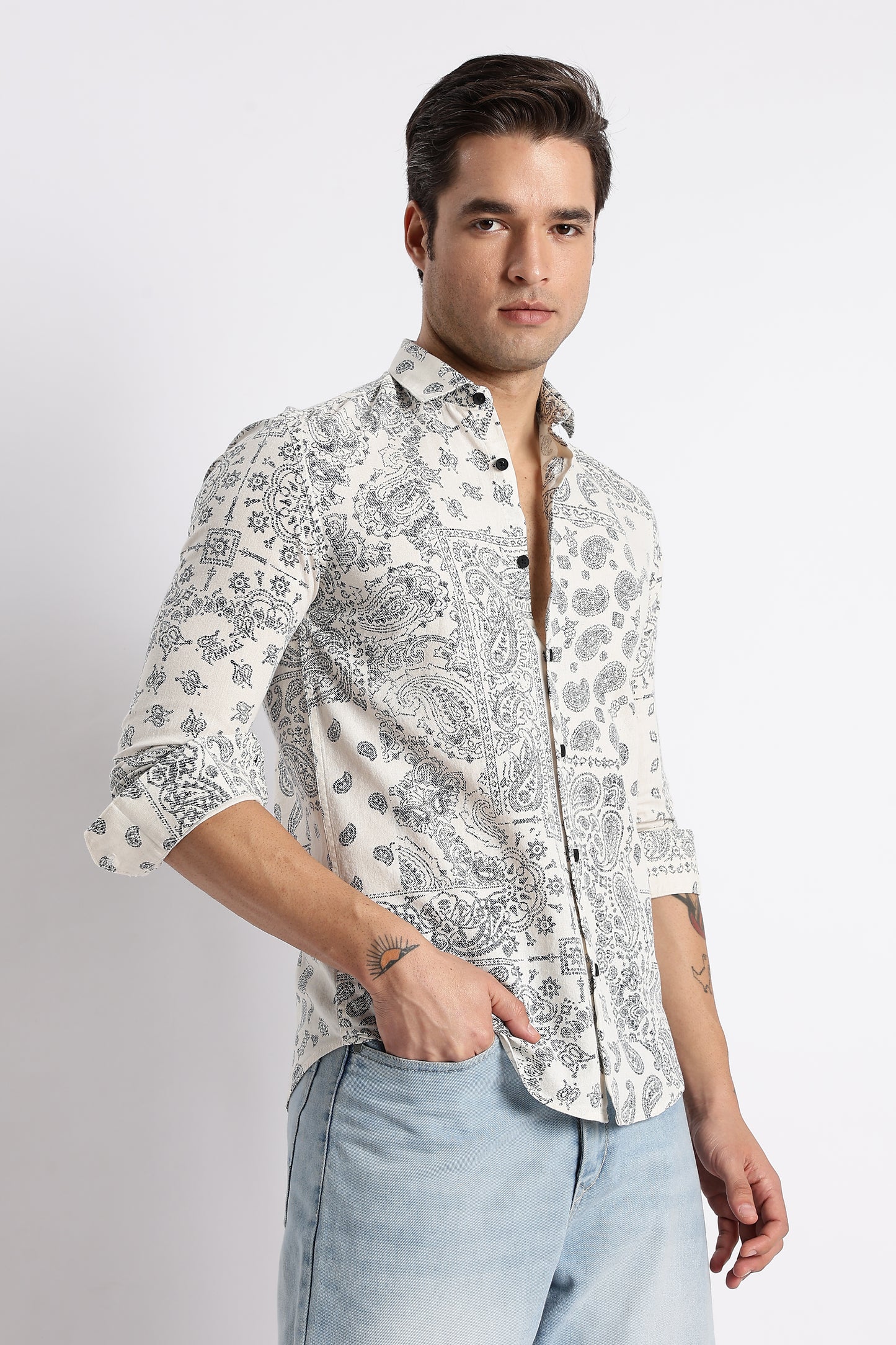 Paisley Print Shirt Off Navy