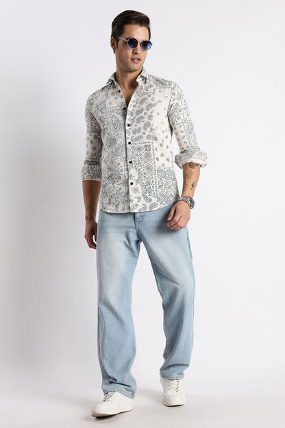 Paisley Print Shirt Off Navy