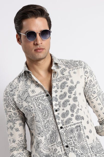 Paisley Print Shirt Off Navy