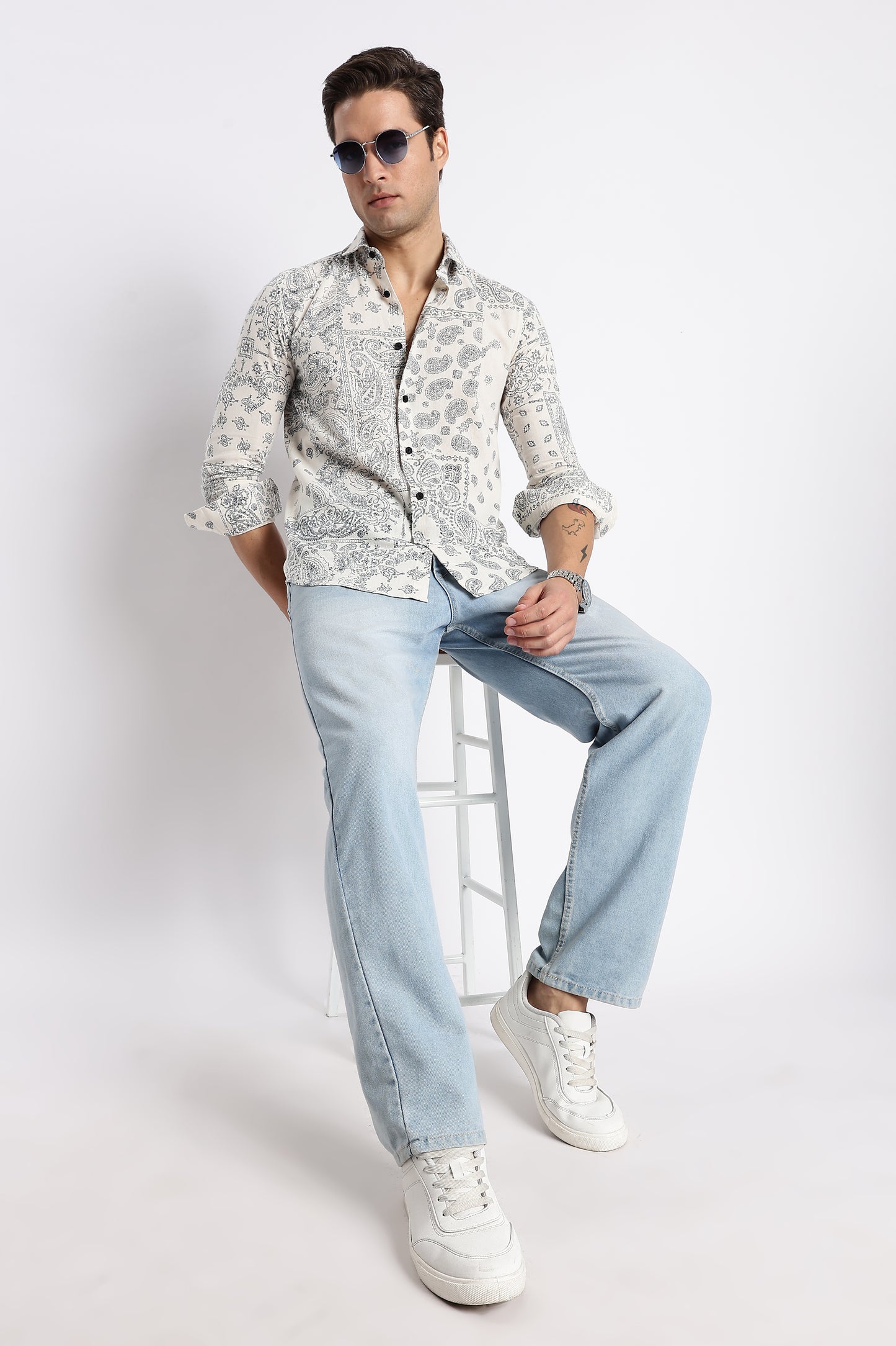 Paisley Print Shirt Off Navy