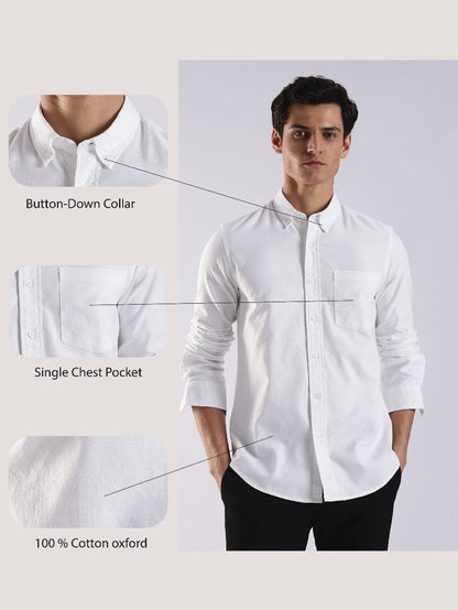 Cotton Oxford Solid Shirt White