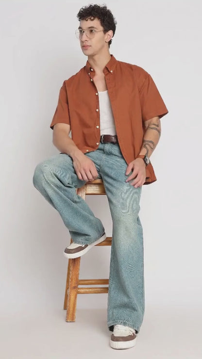 Breathable Cotton Linen Shirt Brown