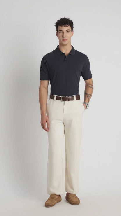 Premium Stretch Cotton Slim Fit Polo T-Shirt Navy