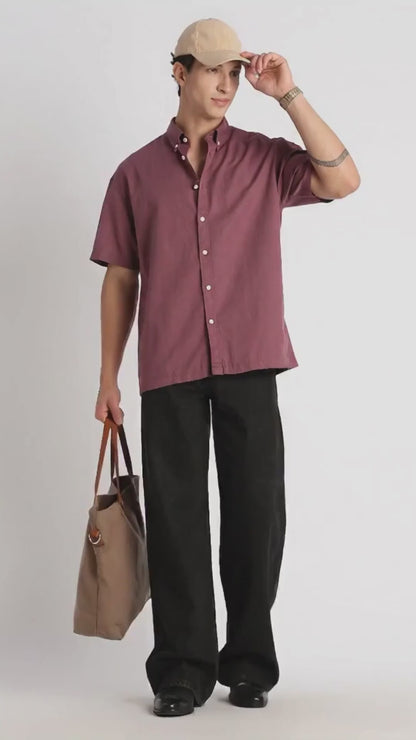 Breathable Cotton Linen Shirt Purple