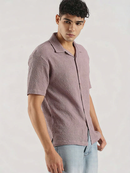 Textured Oversized Shirt Lavender