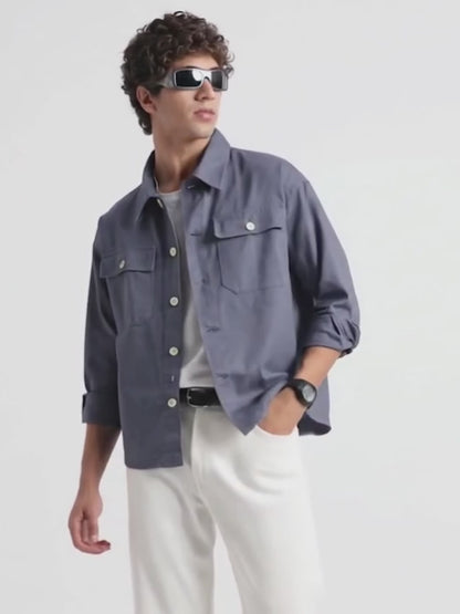 Everyday Layering Shacket Blue