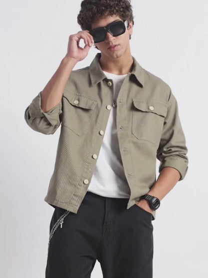 Everyday Layering Shacket Olive