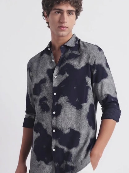 Modern Day Print Shirt Navy White