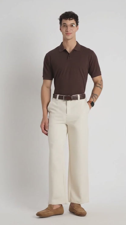 Premium Stretch Cotton Slim Fit Polo T-Shirt Brown